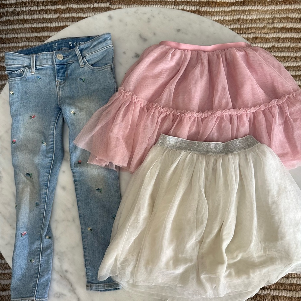 Baby Gap 5T Kids Denim Jeans and Skirt Set